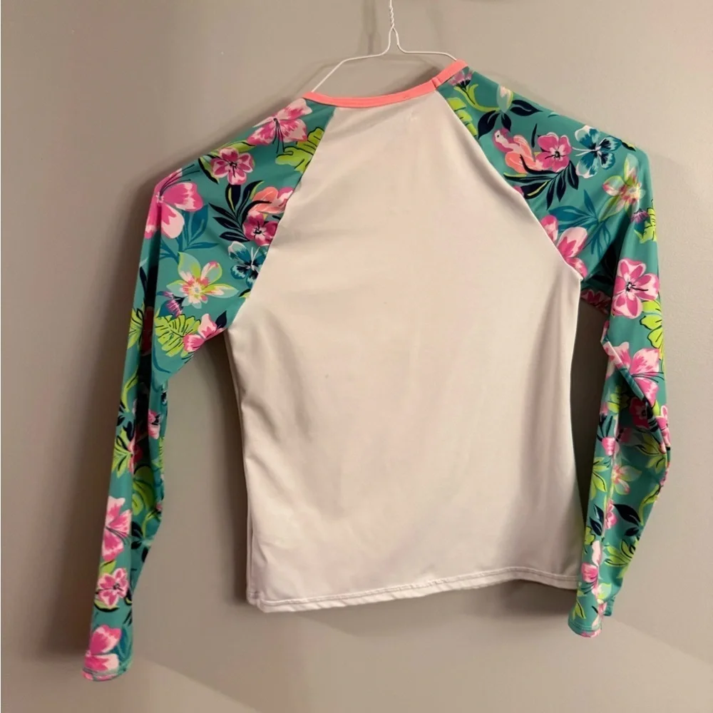 Lands’ End Long Sleeve Floral Rash Guard – Girls 10 Slim